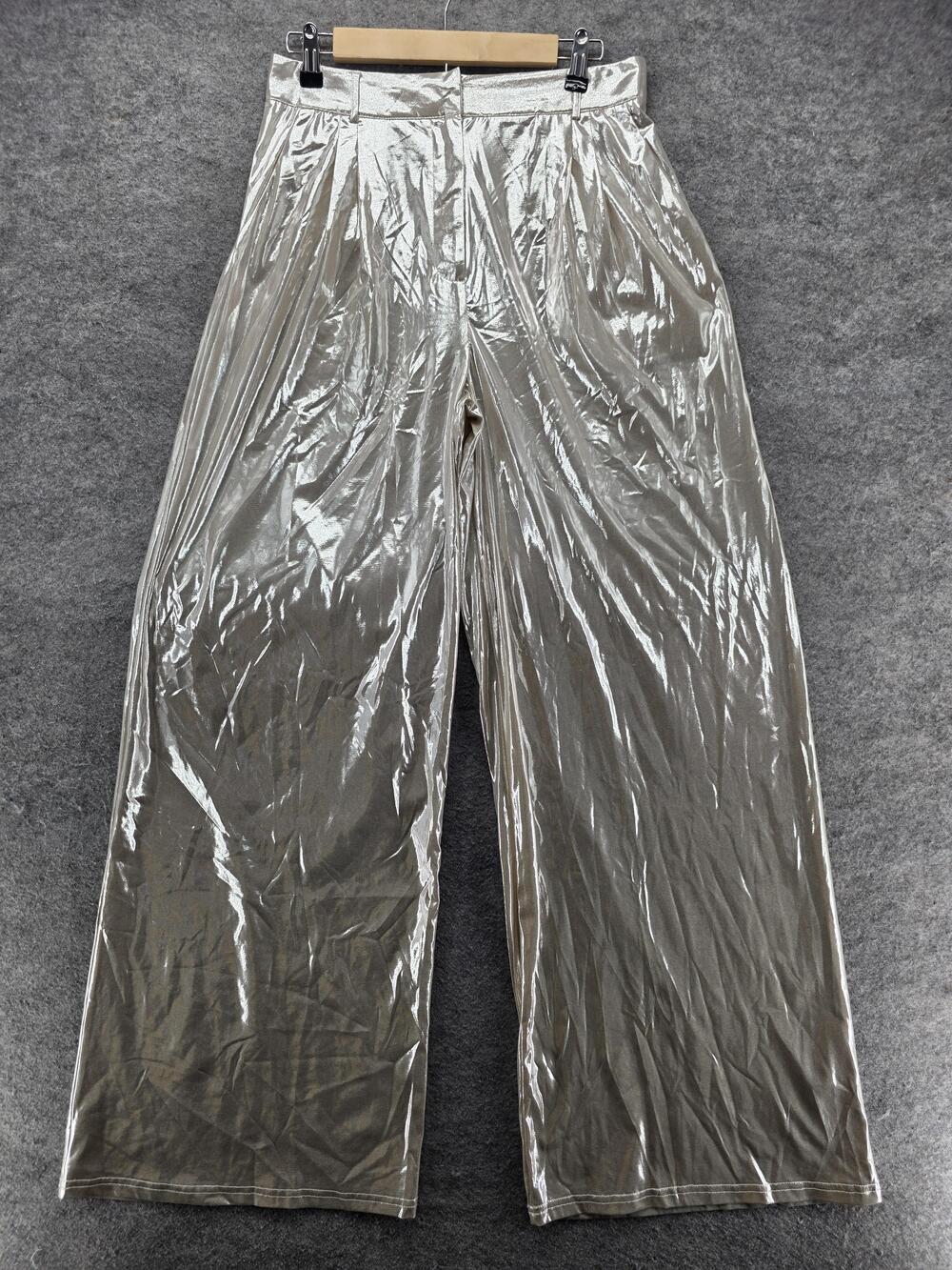 MAINSTRIP Pants Womens L Gold Dress Pants Knit Relaxed Pockets Lined 32 In